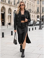 Dámská přechodová bunda z černého semiše FashionStreet TY5875 Dámská přechodová bunda z černého semiše FashionStreet TY5875