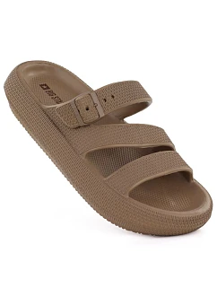 Dámské sportovní žabky na silné bazénové podrážce hnědé Big Star TT274A041