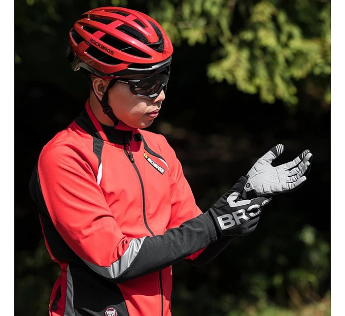 Zateplené cyklistické rukavice Rockbros, dlouhé, velikost: XXL - černo-šedé