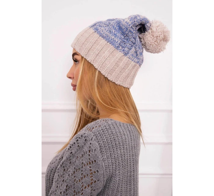 Paris fleecová čepice K213 světle béžová+modrá Paris fleecová čepice K213 světle béžová+modrá