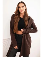 Dámská bavlněná bunda s kapucí a prodlouženým předním dílem hnědá Dámská bavlněná bunda s kapucí a prodlouženým předním dílem hnědá