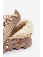 Kožené Boty Dámské Na Platformě Bežové Lemar model 21638483 - Boto