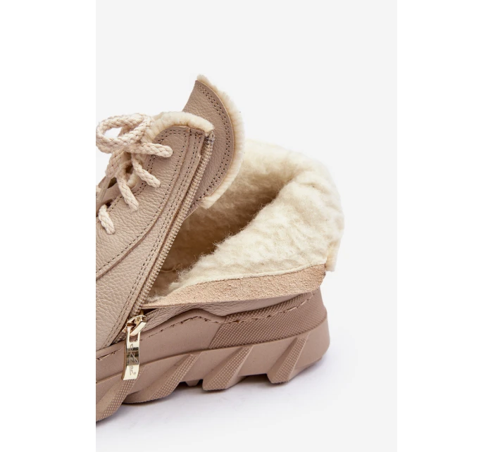 Kožené Boty Dámské Na Platformě Bežové Lemar model 21638483 - Boto