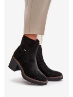Dámské Botky Na Podpatku Zateplené Eko Semišové Černé model 21669122 - Boto Dámské Botky Na Podpatku Zateplené Eko Semišové Černé model 21669122 - Boto