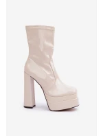 Lakované Boty Na Platformě A Vysokém Podpatku Béžové Lotisha Lakované Boty Na Platformě A Vysokém Podpatku Béžové Lotisha