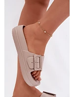 Dámské pěnové sandály na platformě s přezkou Big Star TT274A079 tmavě béžové