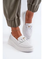 Dámské kožené mokasíny na platformě, bílé S.Barski Dámské kožené mokasíny na platformě, bílé S.Barski