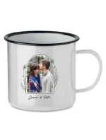 Personalizovaný bílý retro plecháček s květinovým ohraničením 