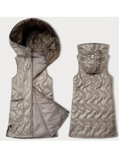 Světle béžová dámská vesta s ozdobným prošíváním S'West (B8348-70)