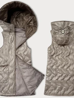 Světle béžová dámská vesta s ozdobným prošíváním S'West (B8348-70)