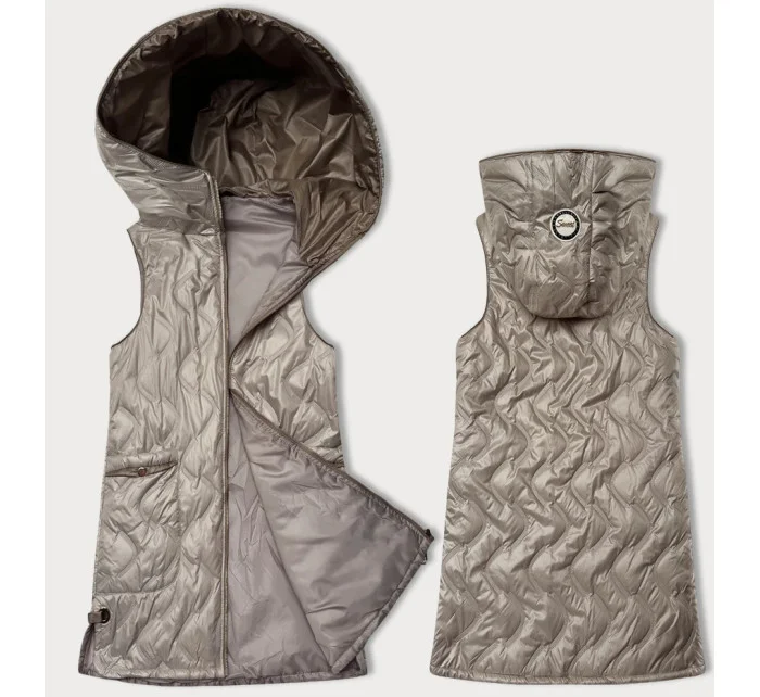 Světle béžová dámská vesta s ozdobným prošíváním S'West (B8348-70)