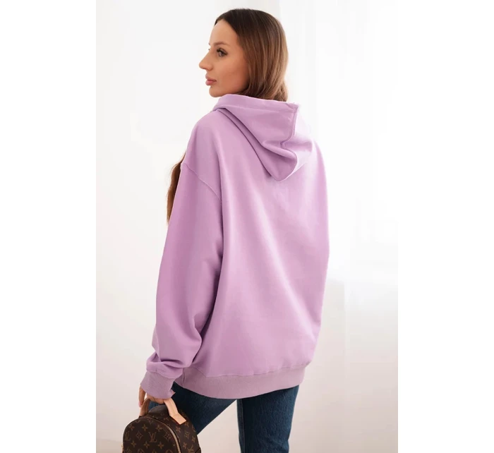 Dámská mikina s kapucí a klokaní kapsou z bavlny fialová