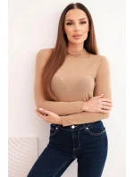 Dámská model 21777035 halenka s rolákem a dlouhým rukávem camelová - K-Fashion
