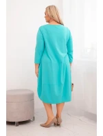Dámská bavlněná sukýnka Plus Size s ohrnovacími rukávy a kapsami mátová