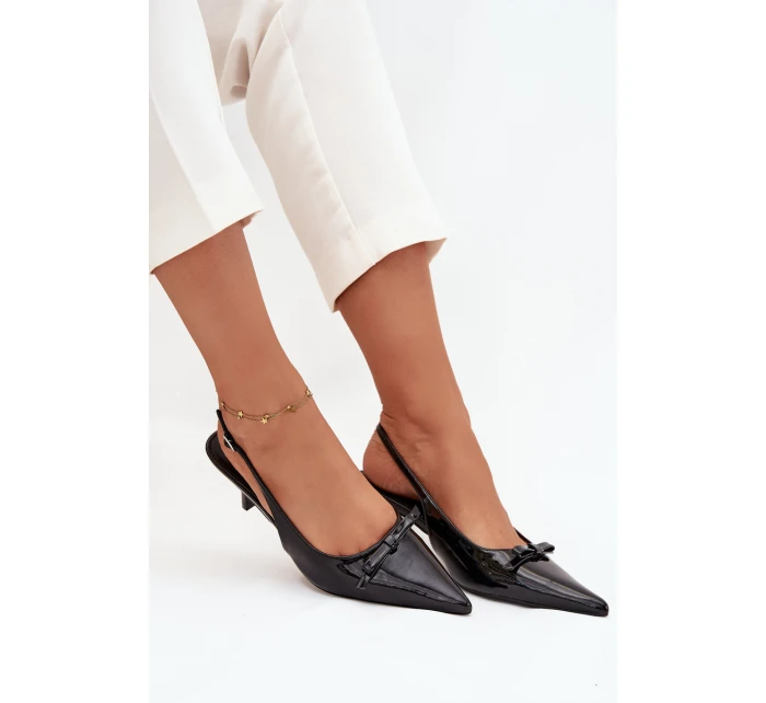 Lakované lodičky na s mašlí Černé model 21709656 - Boto