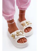 Dámské pěnové pantofle s ozdobami na silné bílá model 20897481 - Kesi Dámské pěnové pantofle s ozdobami na silné bílá model 20897481 - Kesi