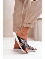 Pohodlné Dámské Pantofle S Přezkou Inblu Černé Pohodlné Dámské Pantofle S Přezkou Inblu Černé