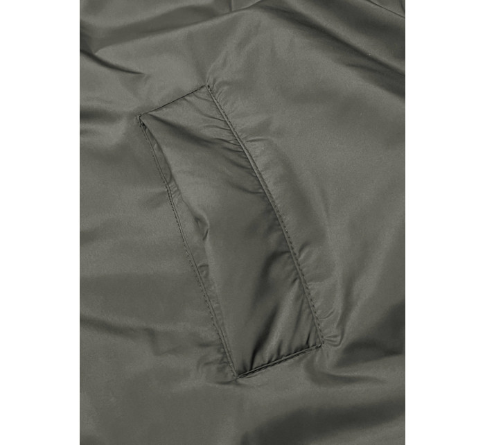 Černá-khaki dlouhá dámská oboustranná vesta (B8137-1)