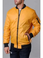 Tmavě žlutá pánská bunda typu "bomber" s podšívkou model 18344999 - J.STYLE Tmavě žlutá pánská bunda typu "bomber" s podšívkou model 18344999 - J.STYLE