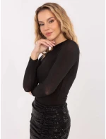 Cienka bluzka z kaszmirem czarna (21818)