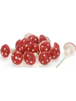 DEKORATIVNÍ FIGURKY HOUBY MUCHOMŮRKY NA DRÁTĚ 9KS