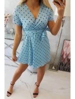 Modré puntíkované šaty