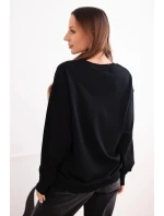 Dámská mikina s model 21494909 výstřihem basic z bavlny černá - K-Fashion