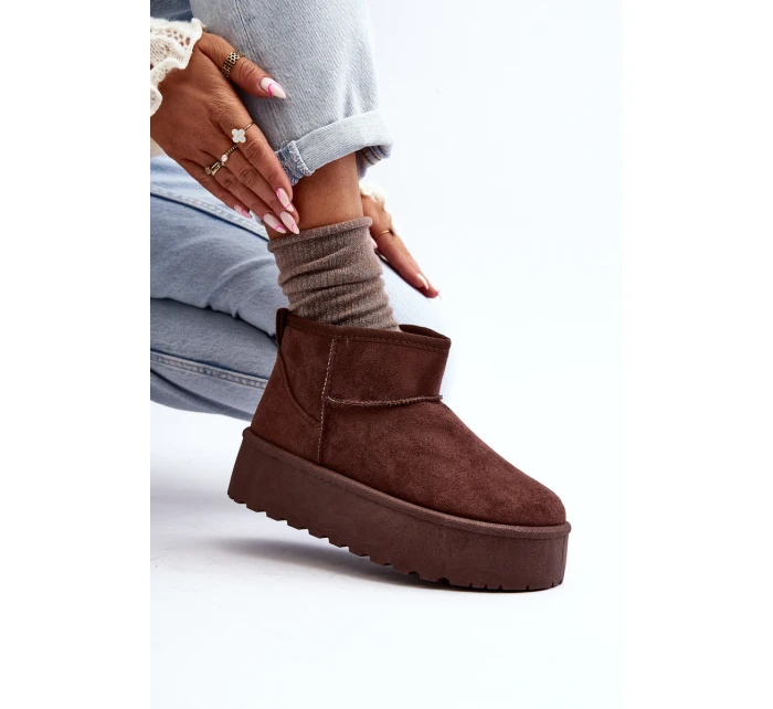 Sametové sněhule na platformě hnědé model 21646672 - Boto Sametové sněhule na platformě hnědé model 21646672 - Boto