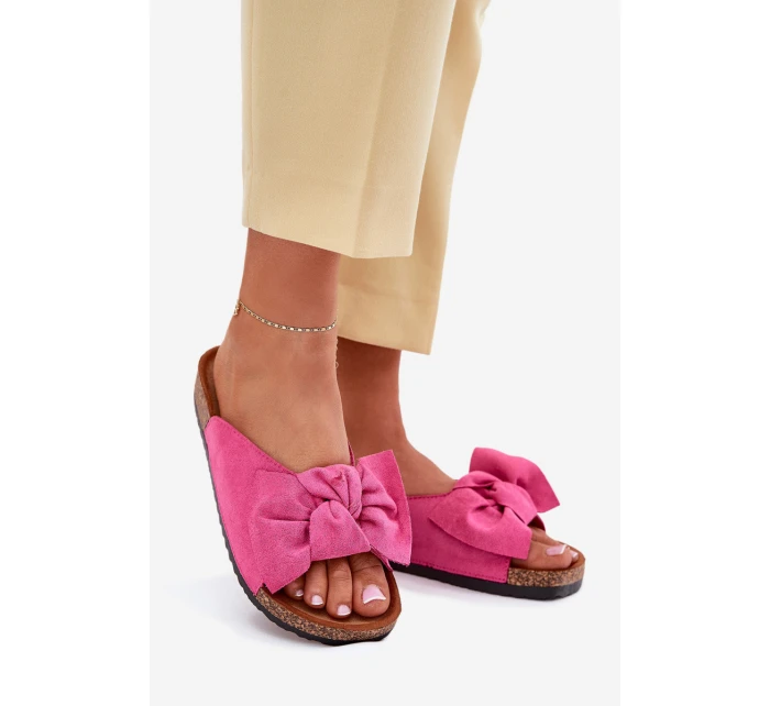 Dámské Sandály Na Korkové Podešvi S Mašlí Fuchsie model 21701455 - Boto Dámské Sandály Na Korkové Podešvi S Mašlí Fuchsie model 21701455 - Boto