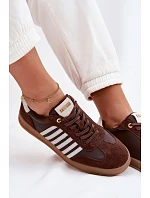 Dámské tenisky z pravé kůže a semiše Big Star TT274715 Čokoládové