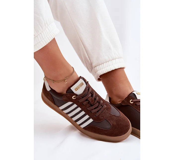 Dámské tenisky z pravé kůže a semiše Big Star model 22042822 Čokoládové - Big Star Shoes