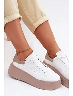 Kožené dámské tenisky na platformě Zazoo N408S2 bílé