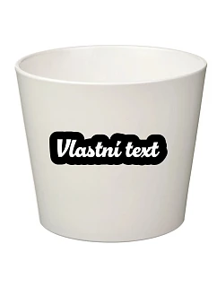 Bílý keramický květináč s vlastním textem s obrysem - velký 