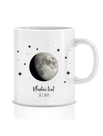 Personalizovaný klasický bílý keramický hrníček 300 ml s měsíční fází