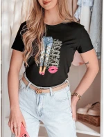 Dámské tričko s potiskem TRENDAY černé FashionStreet RY2824