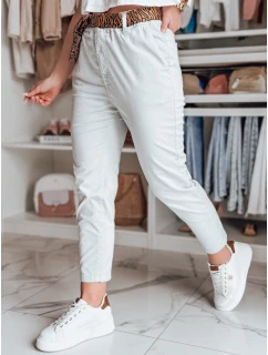 Dámské kalhoty s páskem MADELINA světle šedé FashionStreet UY2625