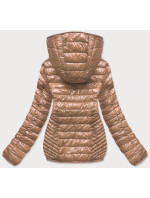 Zlatá prošívaná dámská bunda s kapucí (B9752)
