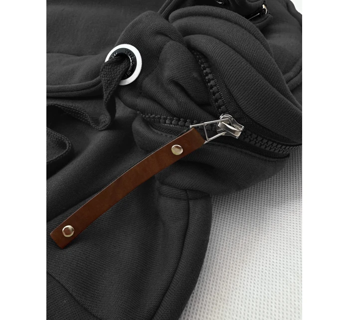 Dámská mikina v grafitové barvě s kapucí a se stojáčkem LHD (AMG-171)