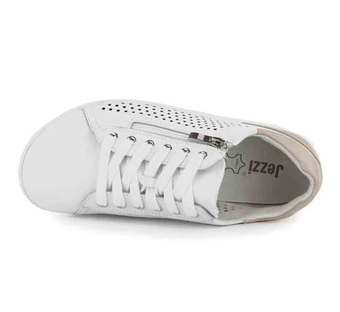 Dámské kožené barefoot ažurové bílé polobotky Gino model 22068716