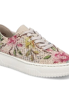 Dámská béžová květinová prolamovaná obuv Rieker N9919-91