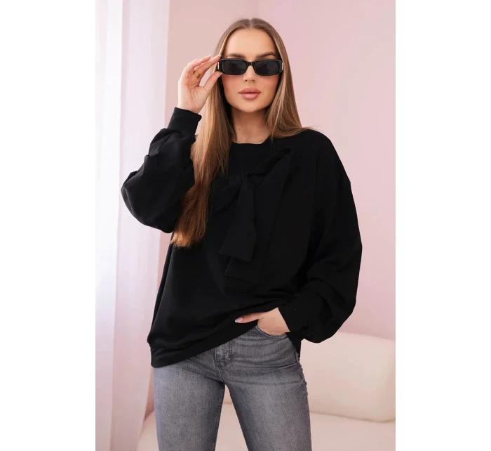 Bavlněná halenka s mašlí černý