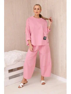 Komplet nových mikinových kalhot Punto tmavě pudrově růžová