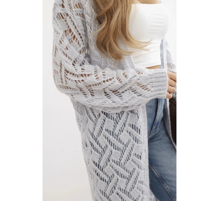 Svetr dlouhý kardigan Super  modrý model 20247429 - K-Fashion