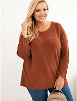 Dámský svetr plus size s lodičkovým výstřihem námořnická modř Dámský svetr plus size s lodičkovým výstřihem námořnická modř