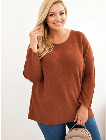 Dámský svetr plus size s lodičkovým výstřihem námořnická modř Dámský svetr plus size s lodičkovým výstřihem námořnická modř