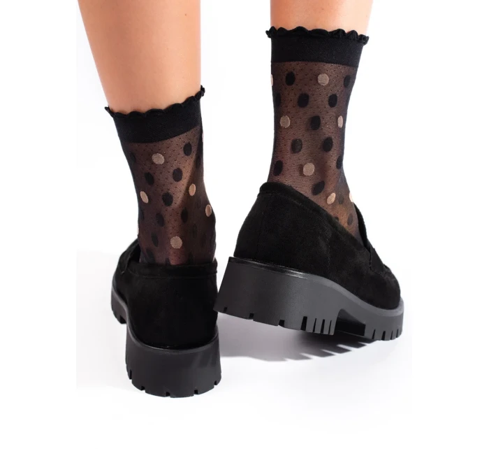 Originální černé mokasíny dámské platforma Originální černé mokasíny dámské platforma