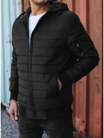 Pánská přechodná prošívaná bunda s kapucí černá FashionStreet TX4937 Pánská přechodná prošívaná bunda s kapucí černá FashionStreet TX4937