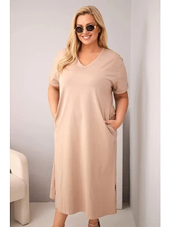 Dámské bavlněné šaty Plus Size s výstřihem do V fango
