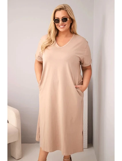 Dámské bavlněné šaty Plus Size s výstřihem do V fango Dámské bavlněné šaty Plus Size s výstřihem do V fango