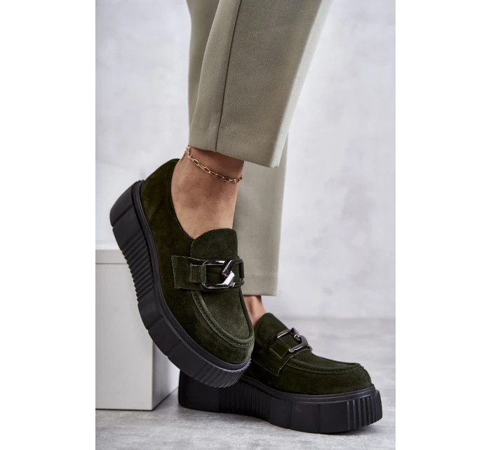 Módní semišové boty na platformě Khaki model 21598683 - Boto